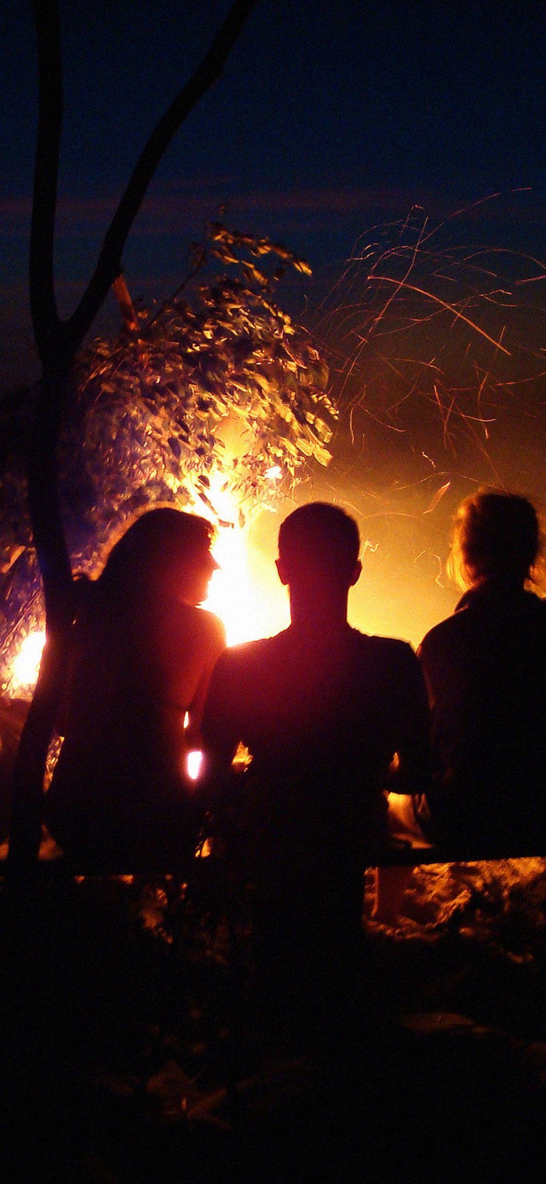 1125x2436 Beach Bonfire Night Camp #iPhone #X #wallpaper. phone