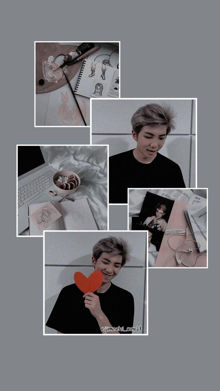 720x1280 aesthetic, grey, rap monster and .