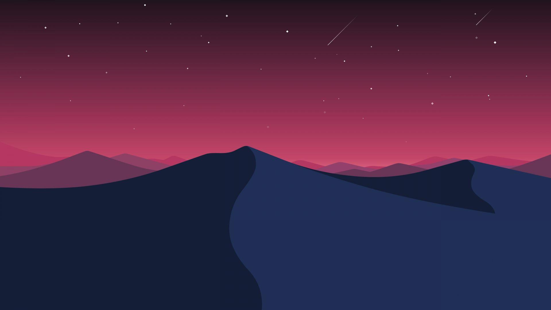 1920x1080 Desktop wallpaper desert, landscape, starry night, art, HD image, picture, background, 7d1341