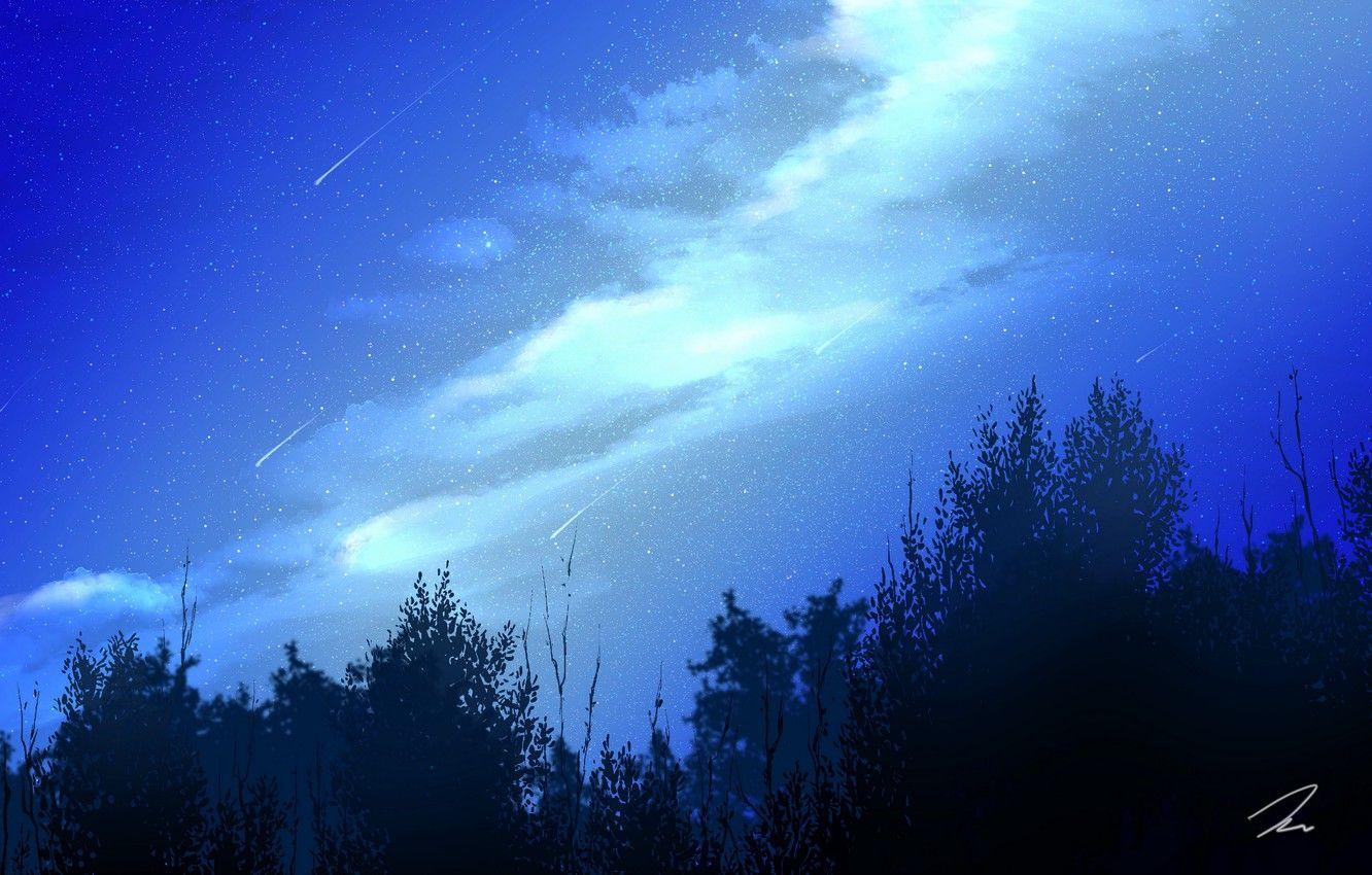 1332x850 Wallpaper trees, digital, night, art .
