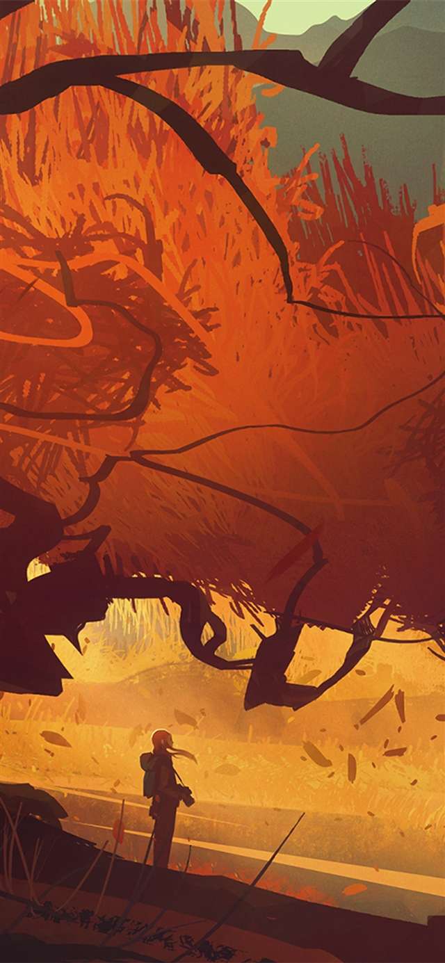 640x1385 Anime Orange Sky