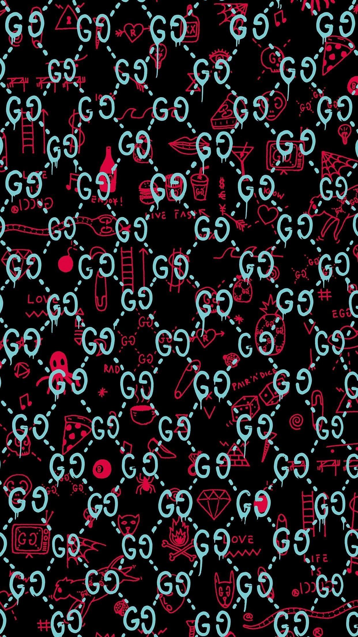 1242x2208 Pink Gucci Monogram