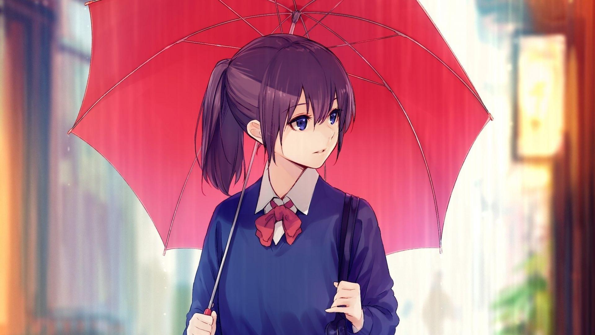 1920x1080 Desktop wallpaper blue eyes, anime girl .