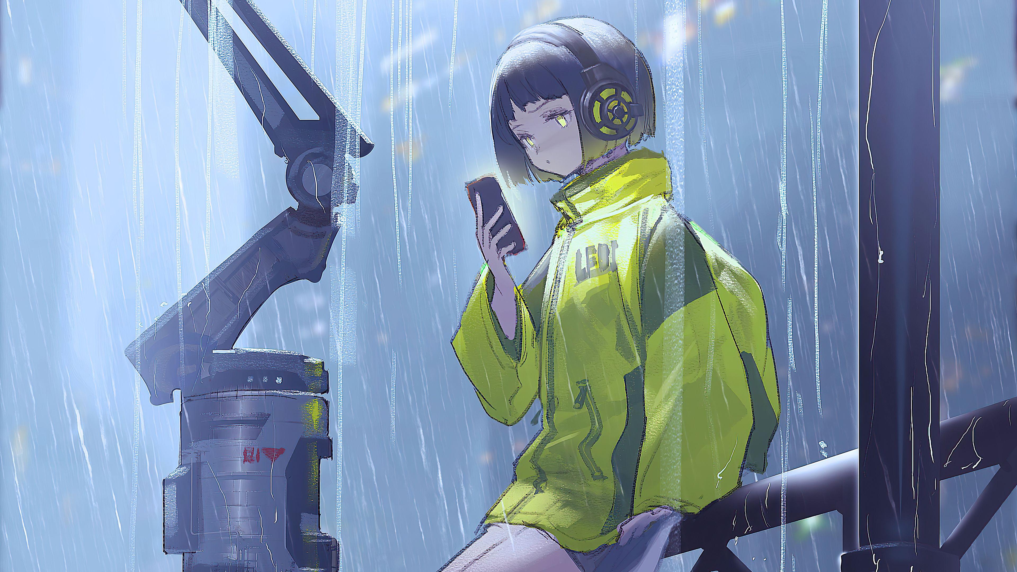 3840x2160 Anime Girl Scifi Umbrella Rain 4k, HD Anime, 4k Wallpaper, Image, Background, Photo and Picture