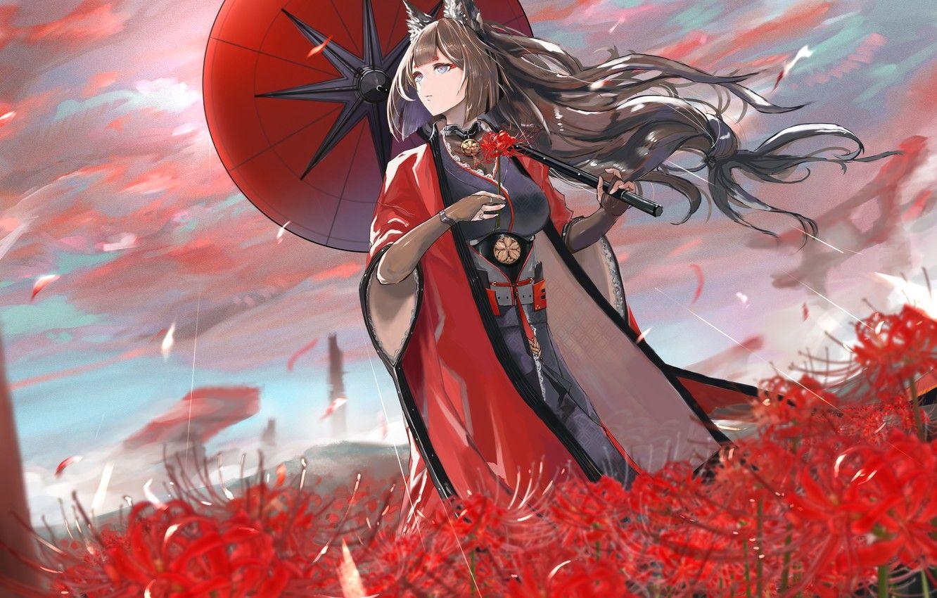 1332x850 Wallpaper girl, umbrella, anime, blue .anime.