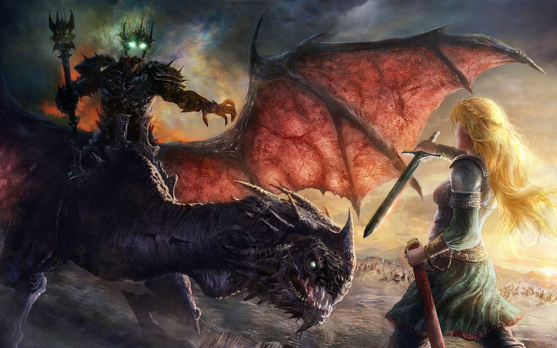 1920x1200 The Nazgul vd Eowyn -