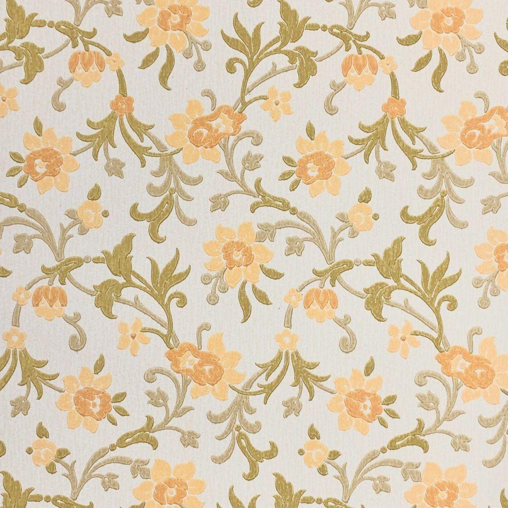 1040x1040 Orange Floral Wallpapervintagewallpaper.com · In stock