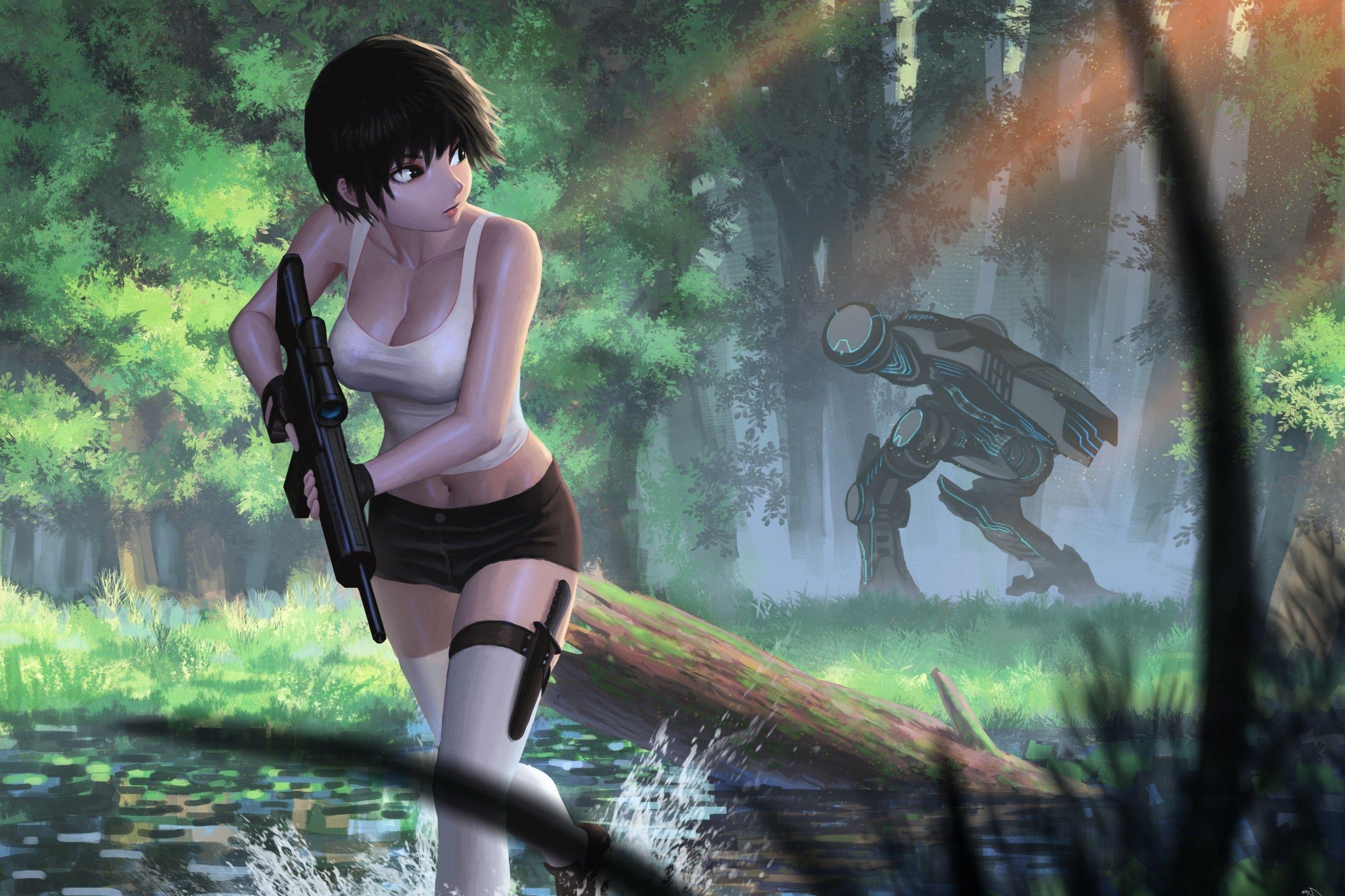 2736x1824 Download 2736x1824 Anime Girl, Mecha .