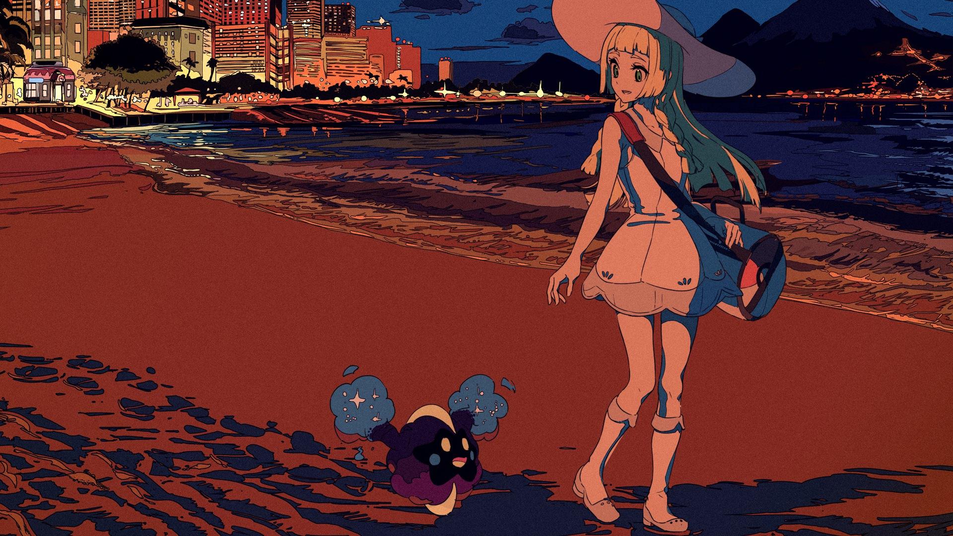 1920x1080 Lillie and Cosmog Pokemon Sun and Mo. Wallpaper