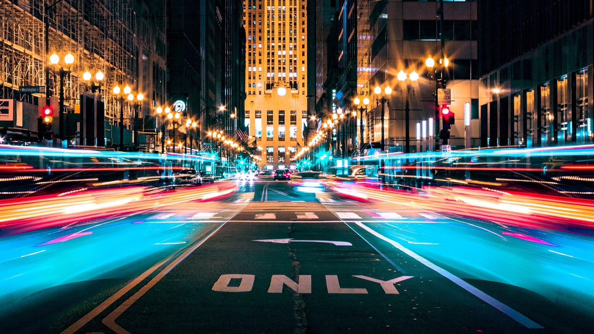 1920x1080 Wallpaper Street, City, Traffic, Night .