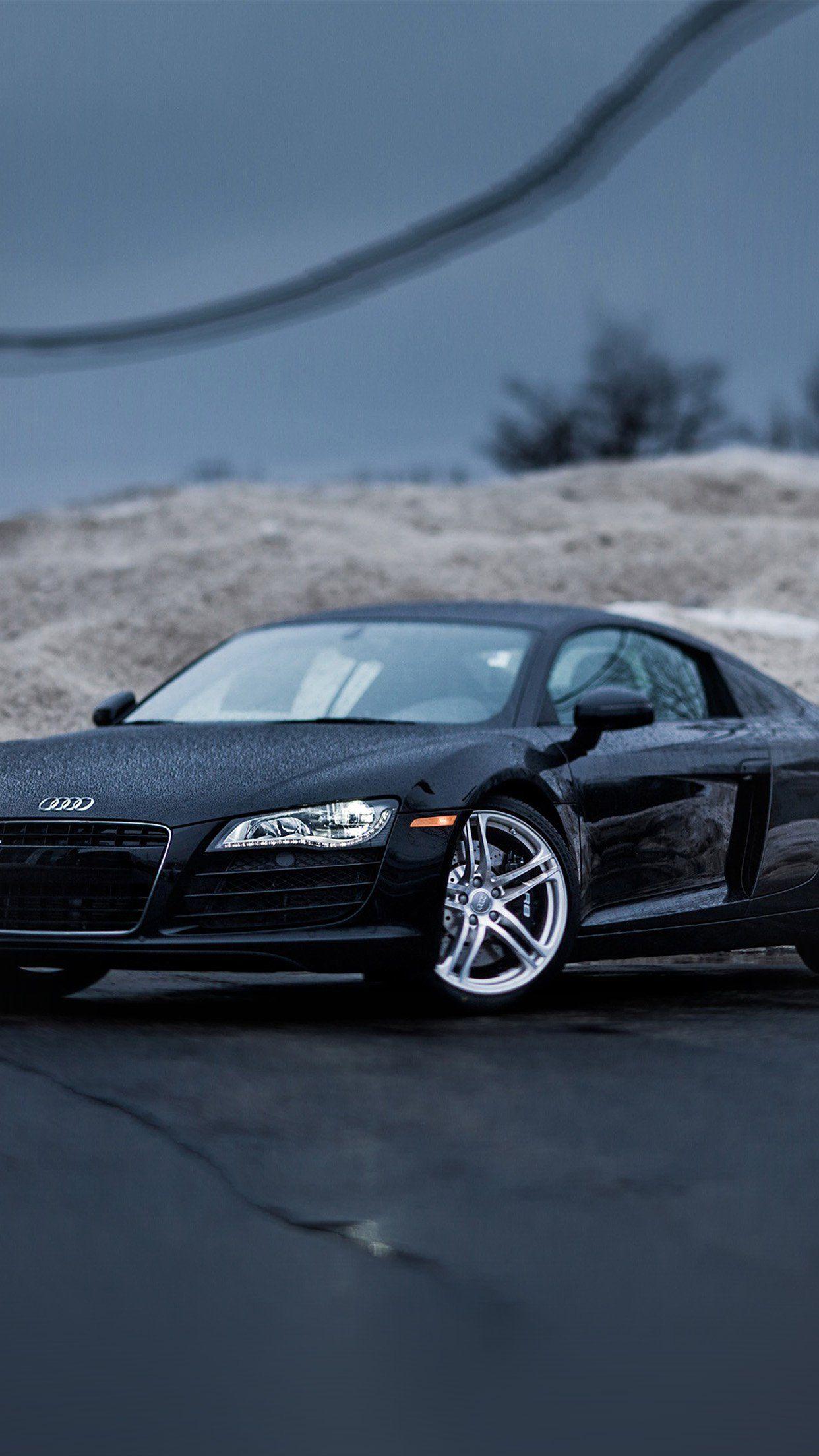 1242x2208 Car Audi Black Rain Illustration Art .