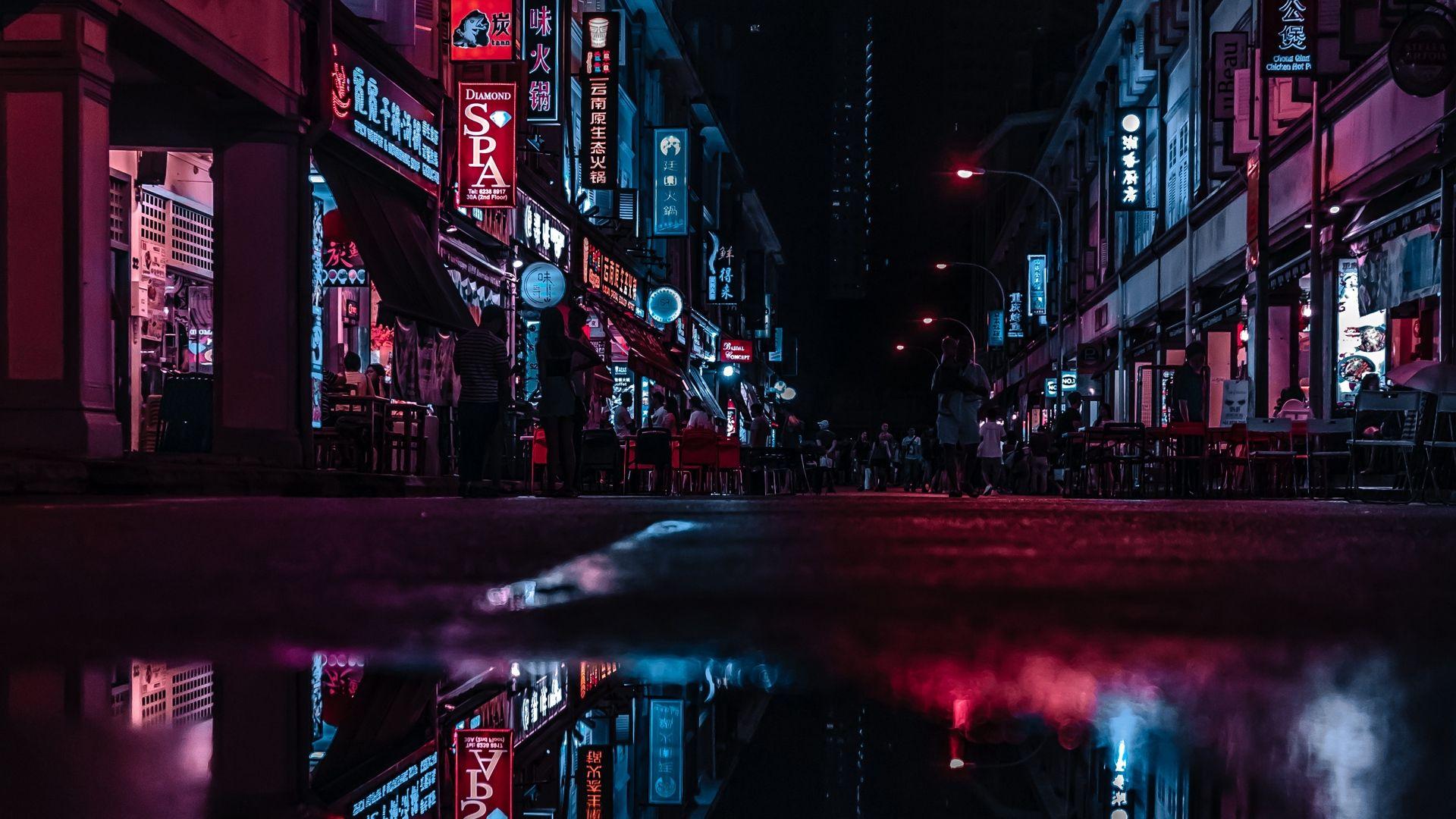 1920x1080 Neon City Wallpaper 4k .
