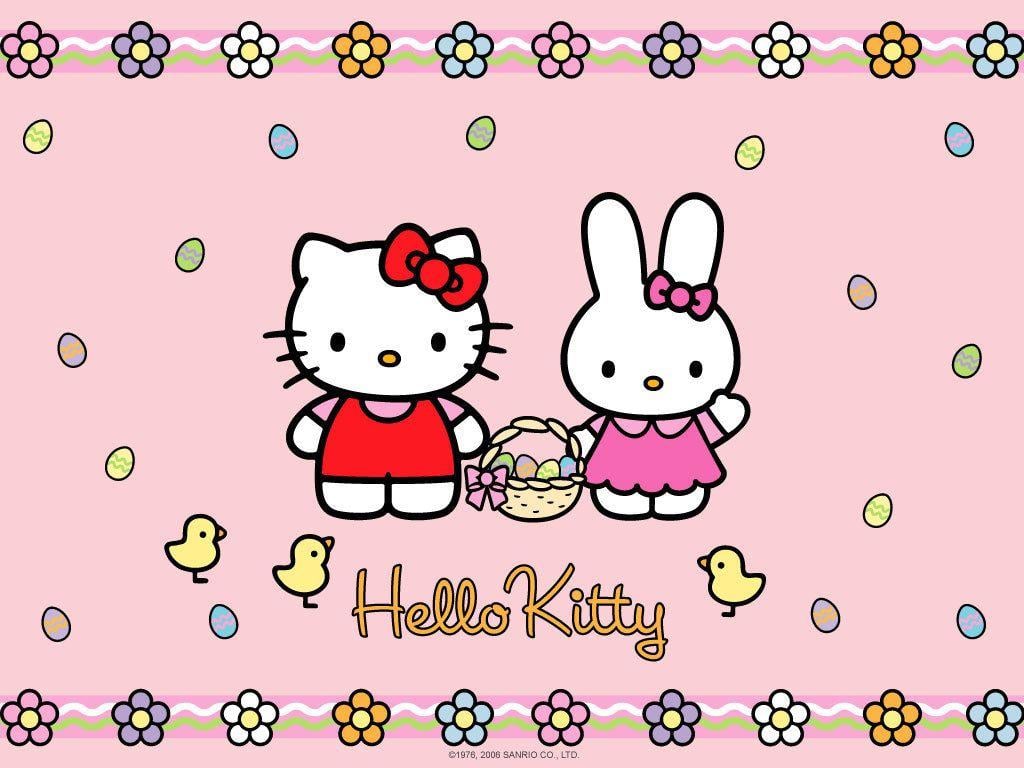 Hình nền lễ phục sinh 1024x768 Hello Kitty