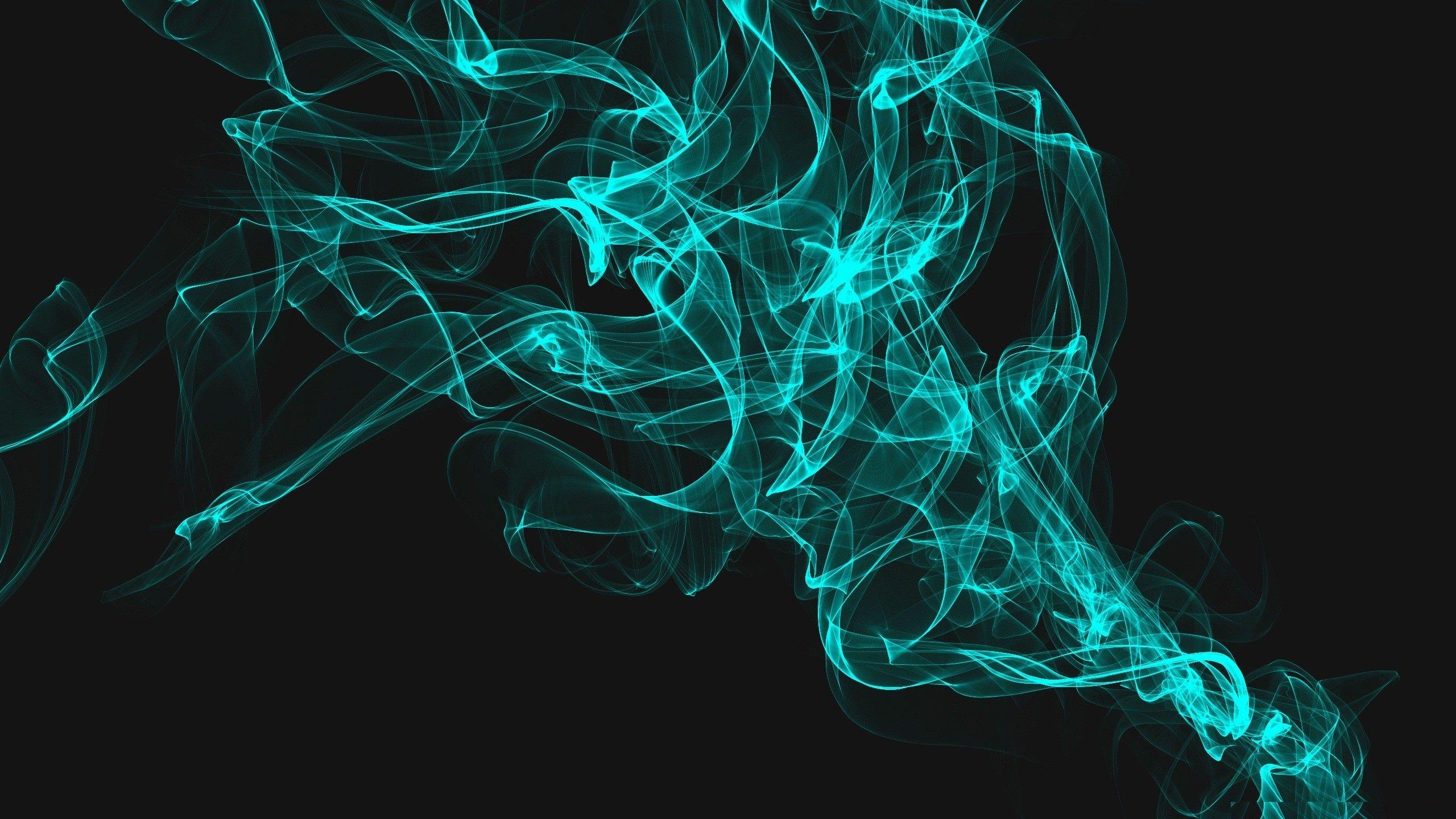 2560x1440 Black And Cyan Wallpaper