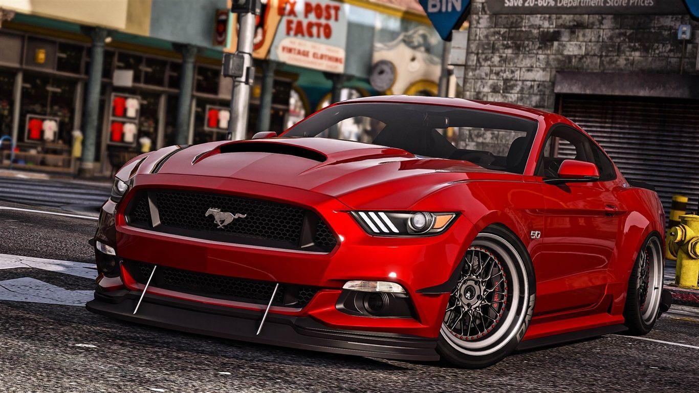 1366x768 Wallpaper GTA Ford Mustang Red Car .best