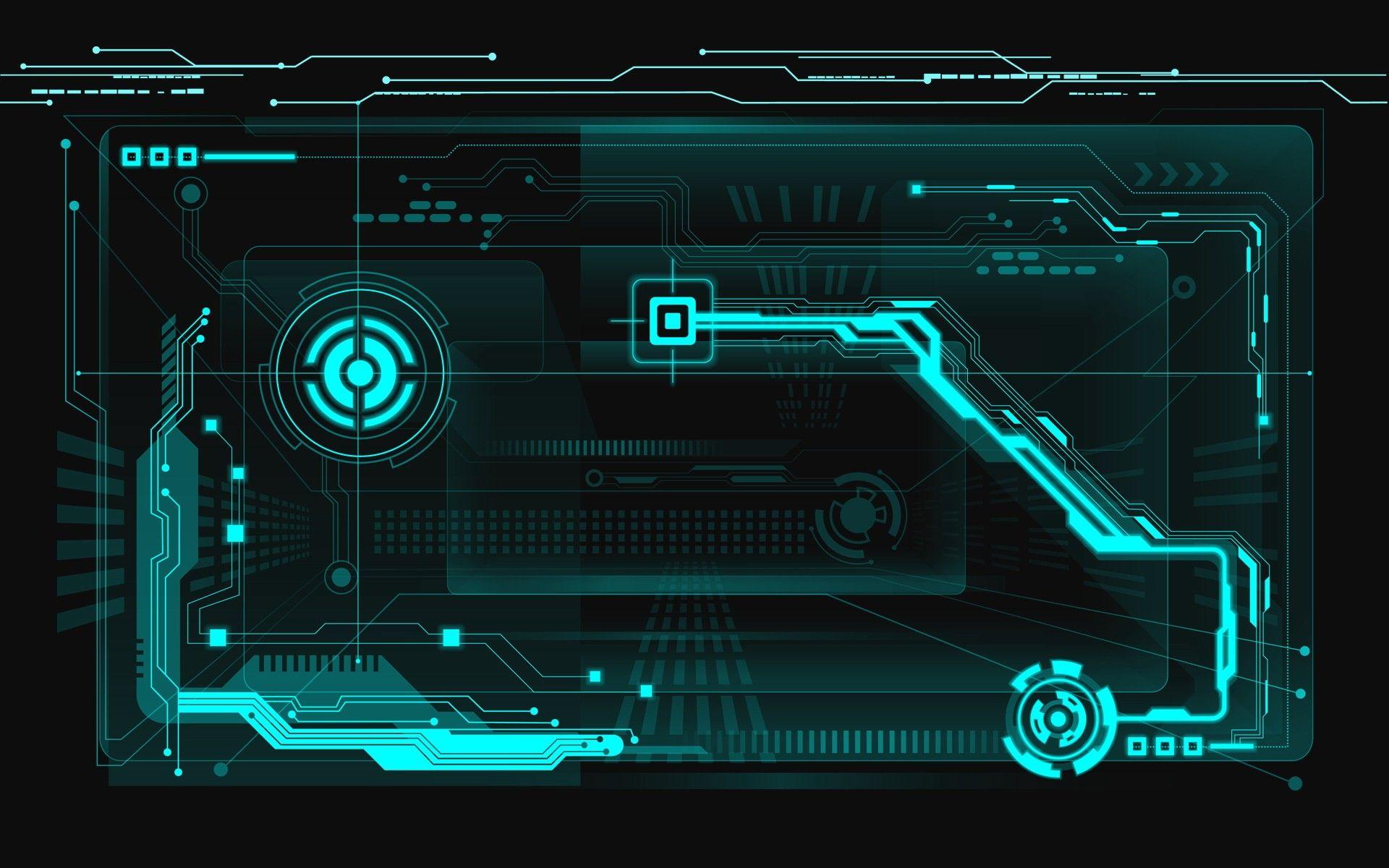 1920x1200 circuits, interface, cyan wallpaperf.co.ua