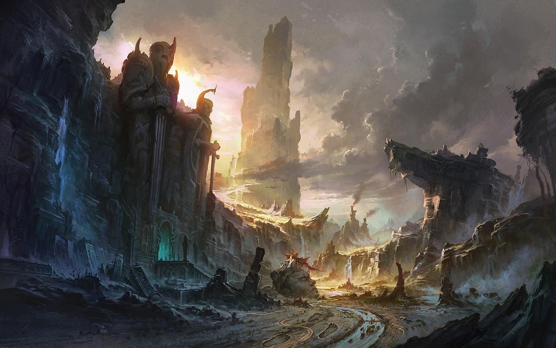 1920x1200 cliffs, destruction, city Wallpaper, HD .