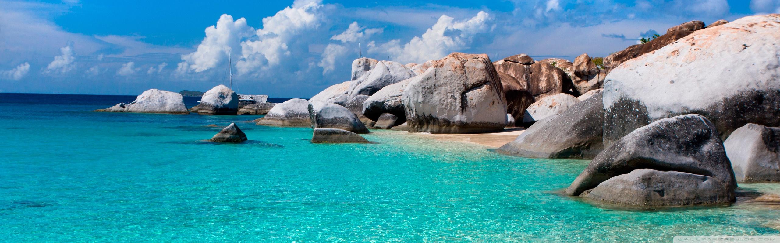 2560x800 Dual Screen Wallpaper Beach