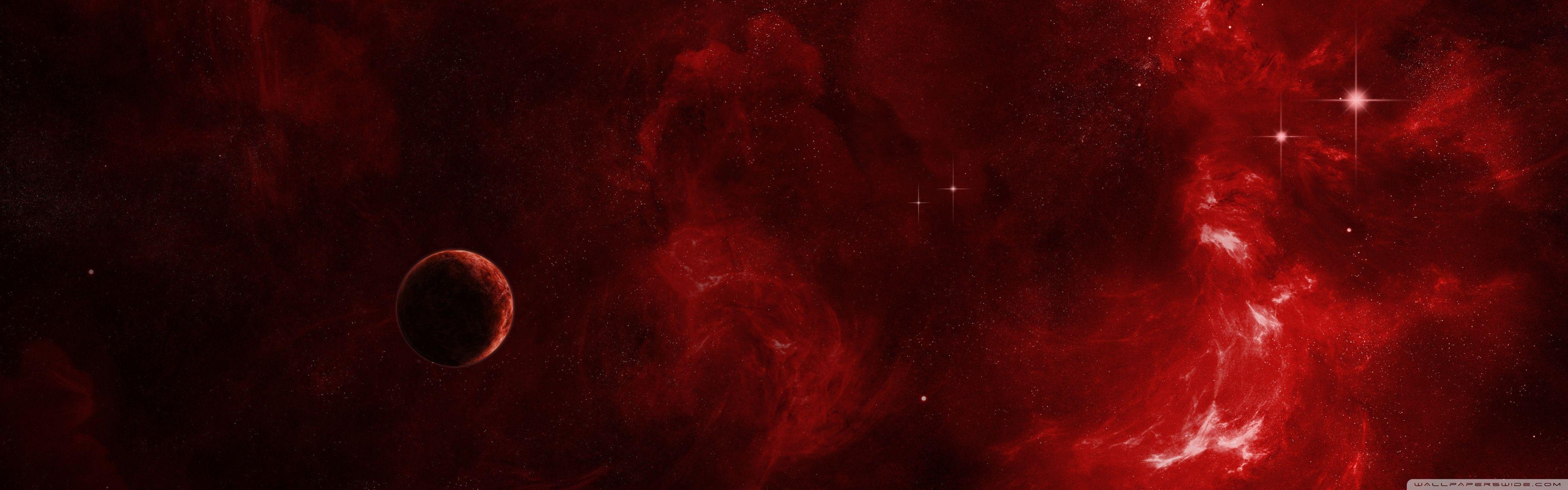 3840x1200 Red Nebula Ultra HD Desktop Background .