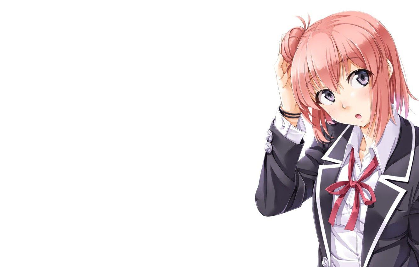 1332x850 Wallpaper white, girl, background, anime, art, yuigahama Yui suggests, oregairu image for desktop, section сёнэн