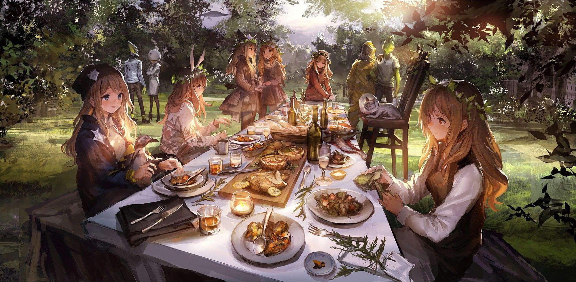 2000x980 #anime, #original Characters, #landscape, #anime Girls, #Friends, # Food, #fantasy Art, #op Center, Wallpaper Gallery HD Wallpaper