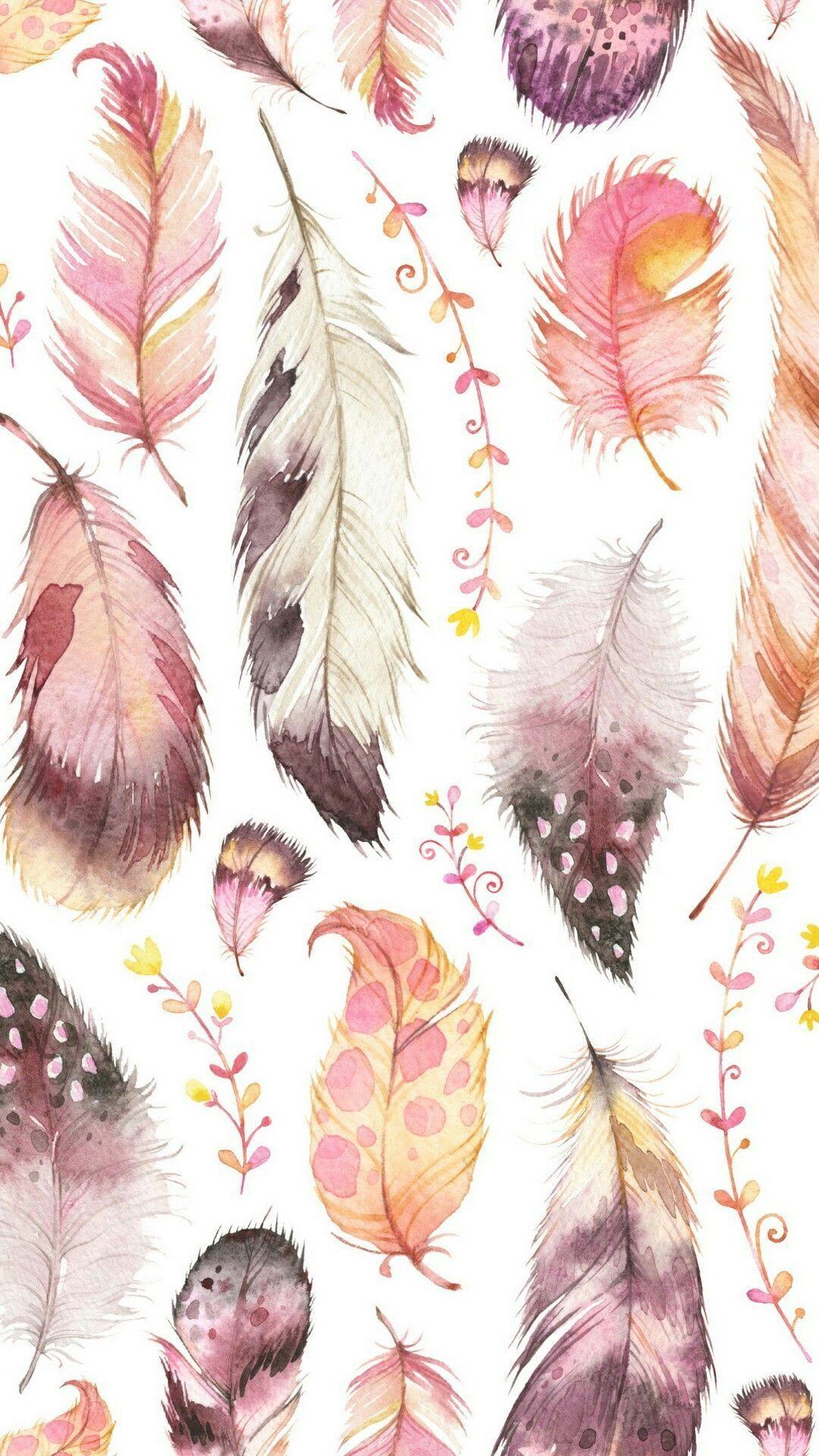 1080x1920 Colorful Boho Feather Drawings .line.