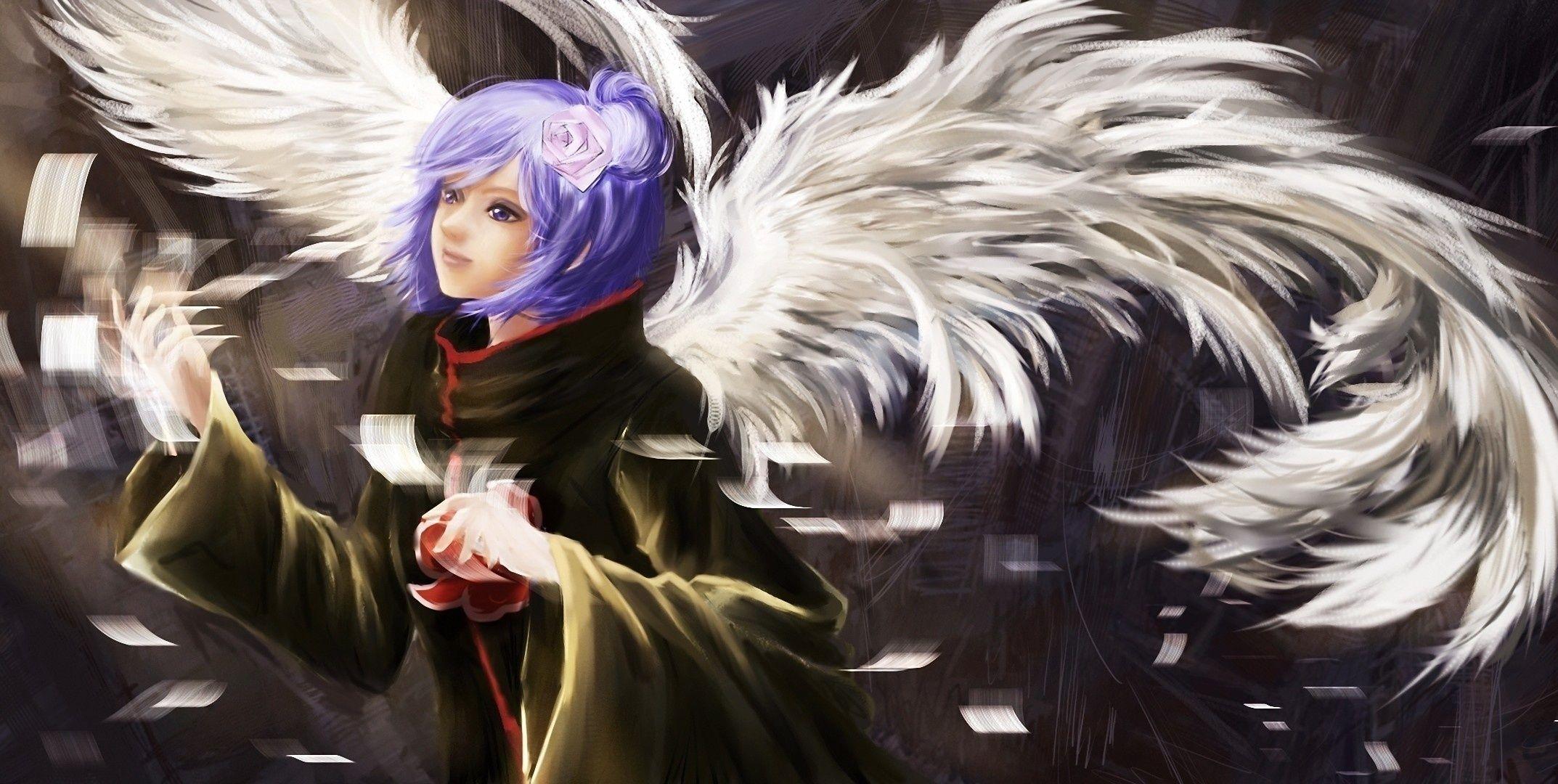 2146x1080 Naruto Konan Naruto Girl Wings Feather .