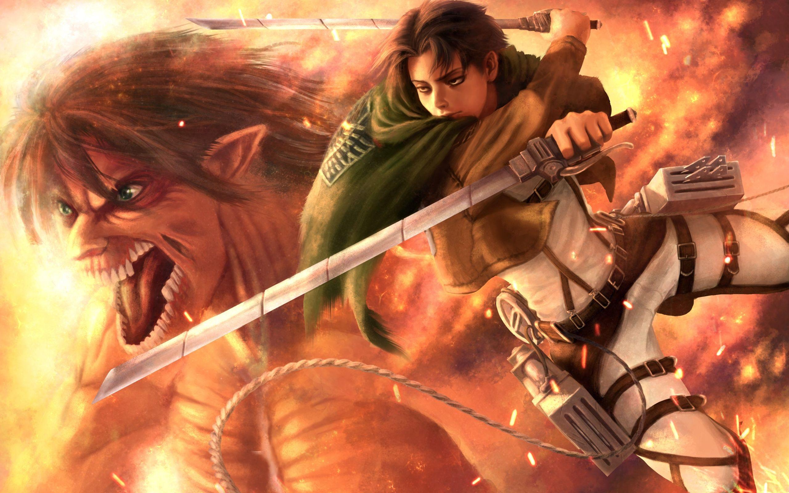2560x1600 Wallpaper Of Eren Yeager, Levi Ackerman .