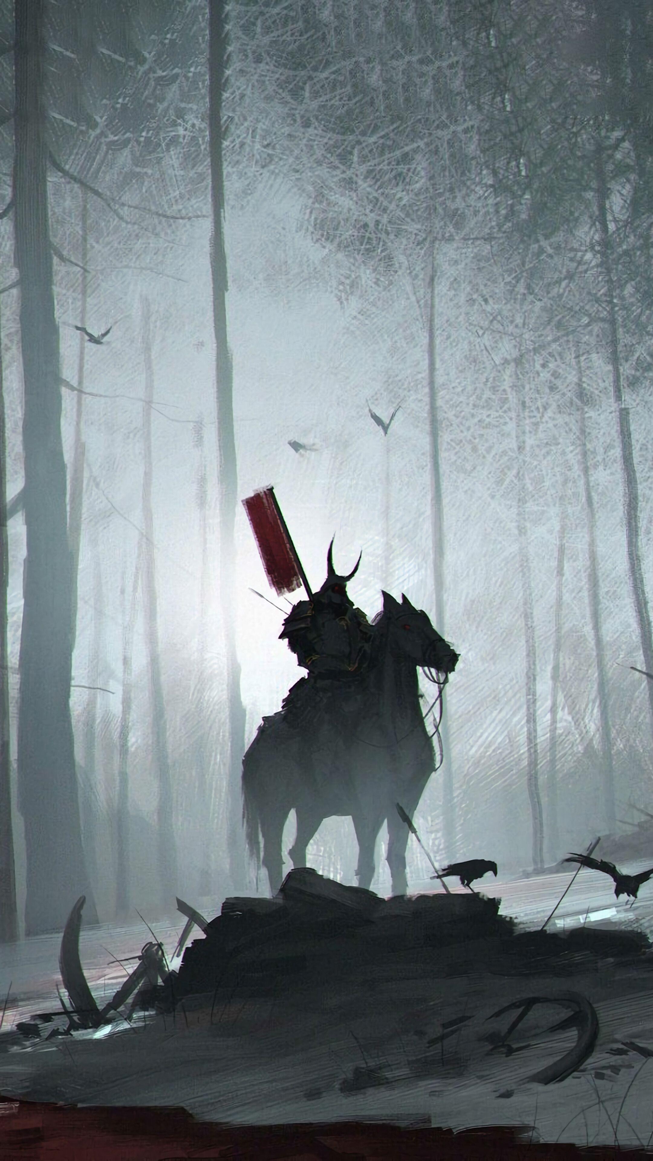 2160x3840 Samurai, Warrior, Forest, Art, Fantasy, 4K phone HD Wallpaper, Image, Background, Photo and Picture. Mocah HD Wallpaper