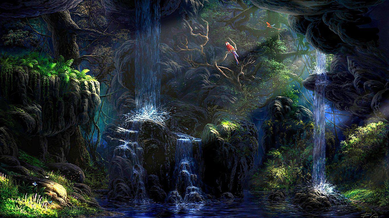 1366x768 Digital Art Paintings : Fantasy Landscape Digital Paintings By Fel X