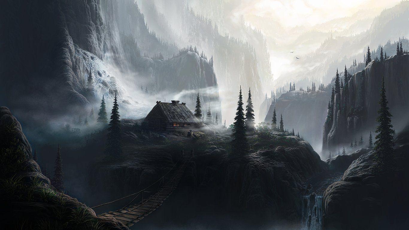 1366x768 Digital Art Paintings : Fantasy Landscape Digital Paintings By Fel X