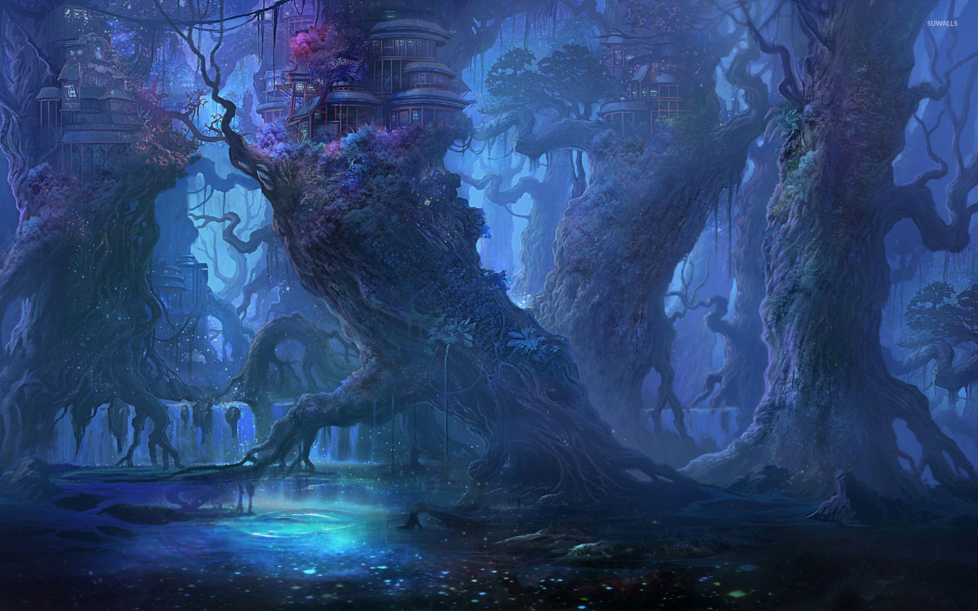 1920x1200 Forest town wallpaper .