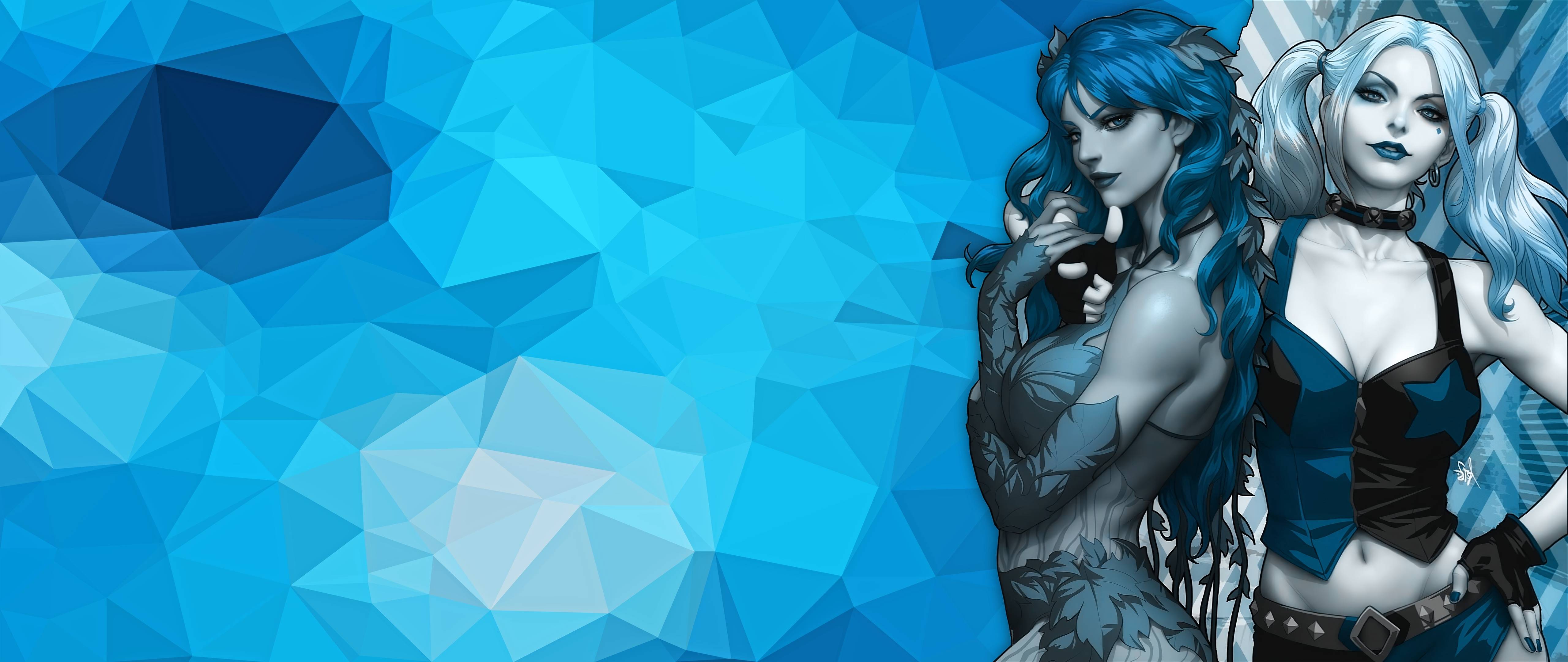 5120x2160 Harley Quinn Poison Ivy Artwork .