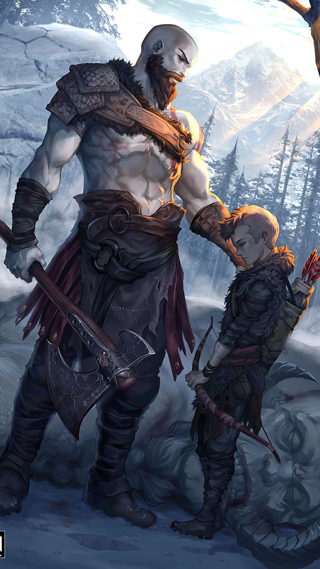 1080x1920 Kratos And Atreus God Of War Art Mobile .