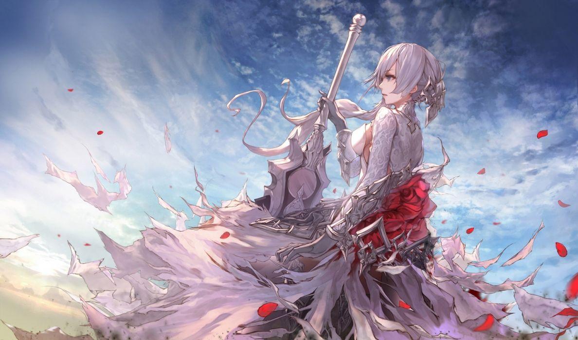 1188x700 Anime Girl Warrior Wallpaper