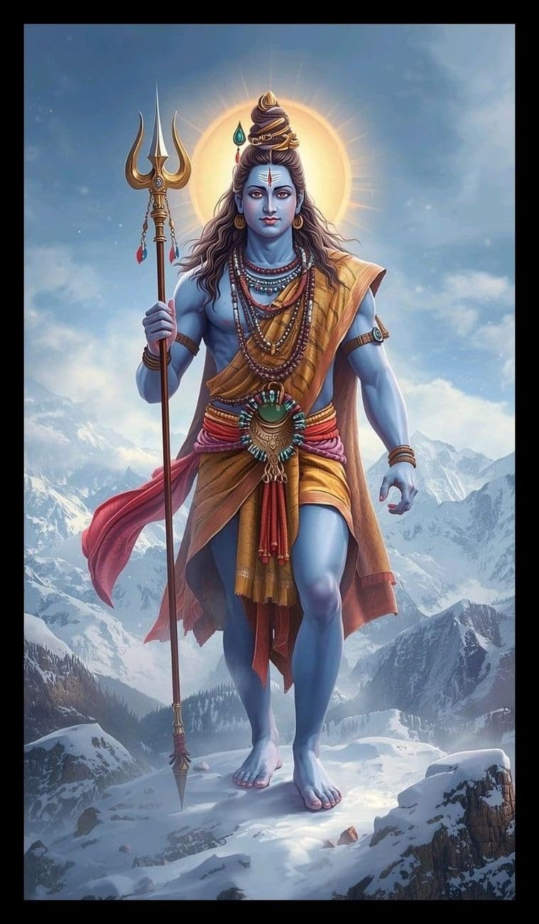 759x1300 Shyam Photo Frameing Lord Hanuman & Lord Shiva Himalaya Religious Wall Art Photo Frame for Pooja Room, Home Temple, Living Room Decor & Gifting, 9x13 Inch (Pack of 2) : Amazon.in: Home