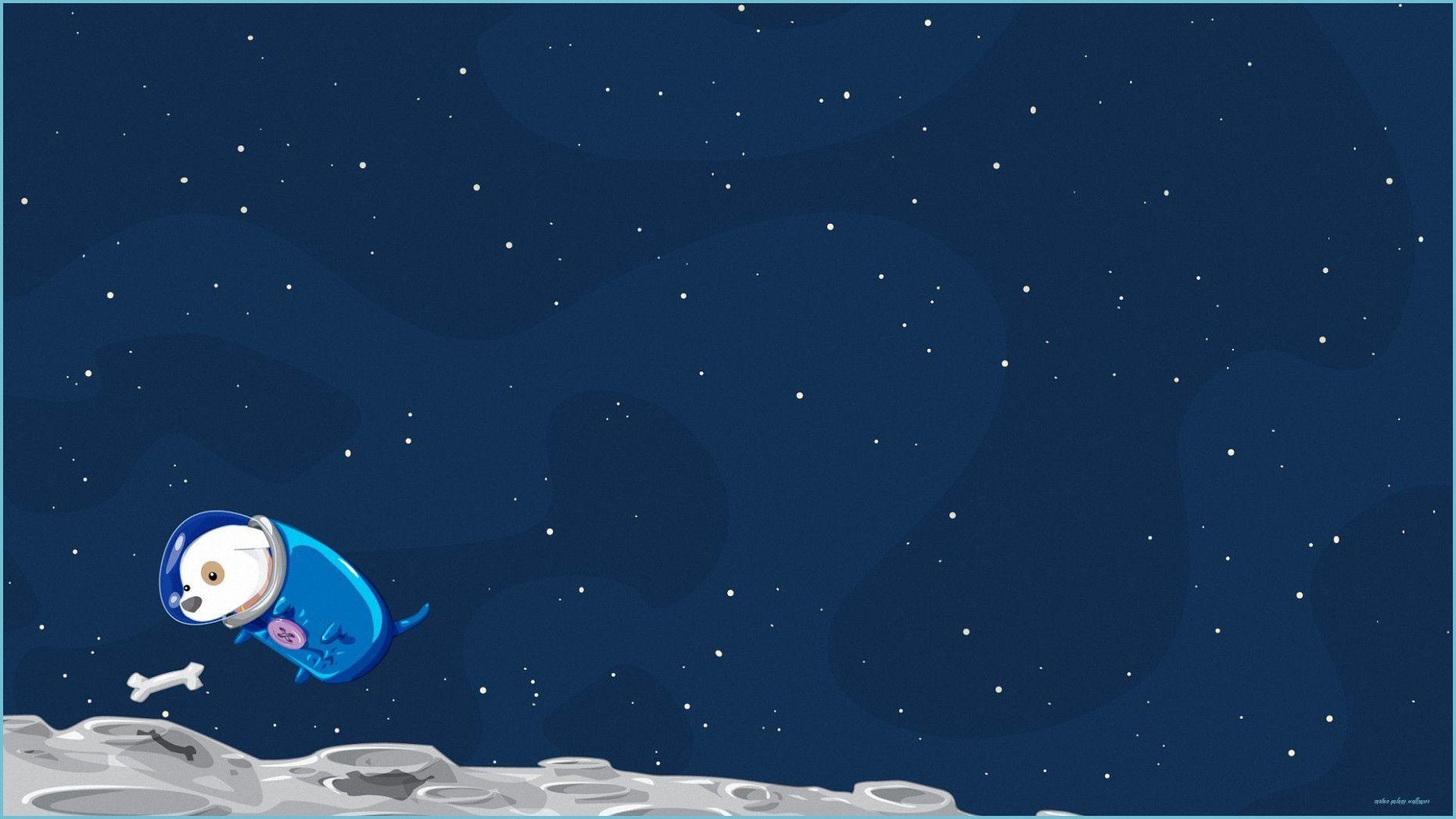 1862x1047 Cute Cartoon Dog On Moon Space HD .