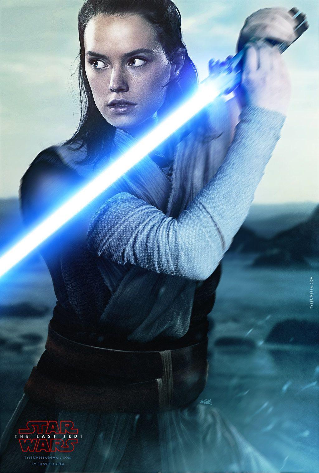 1024x1517 Rey, The Last Jedi Movie Poster, blue .com
