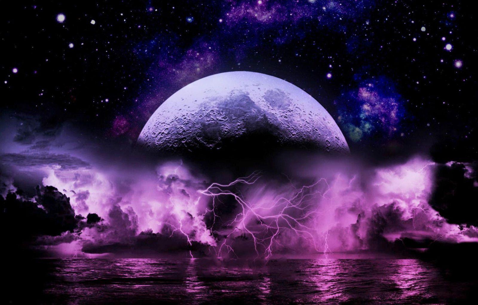 1600x1021 Purple Moon Wallpaper