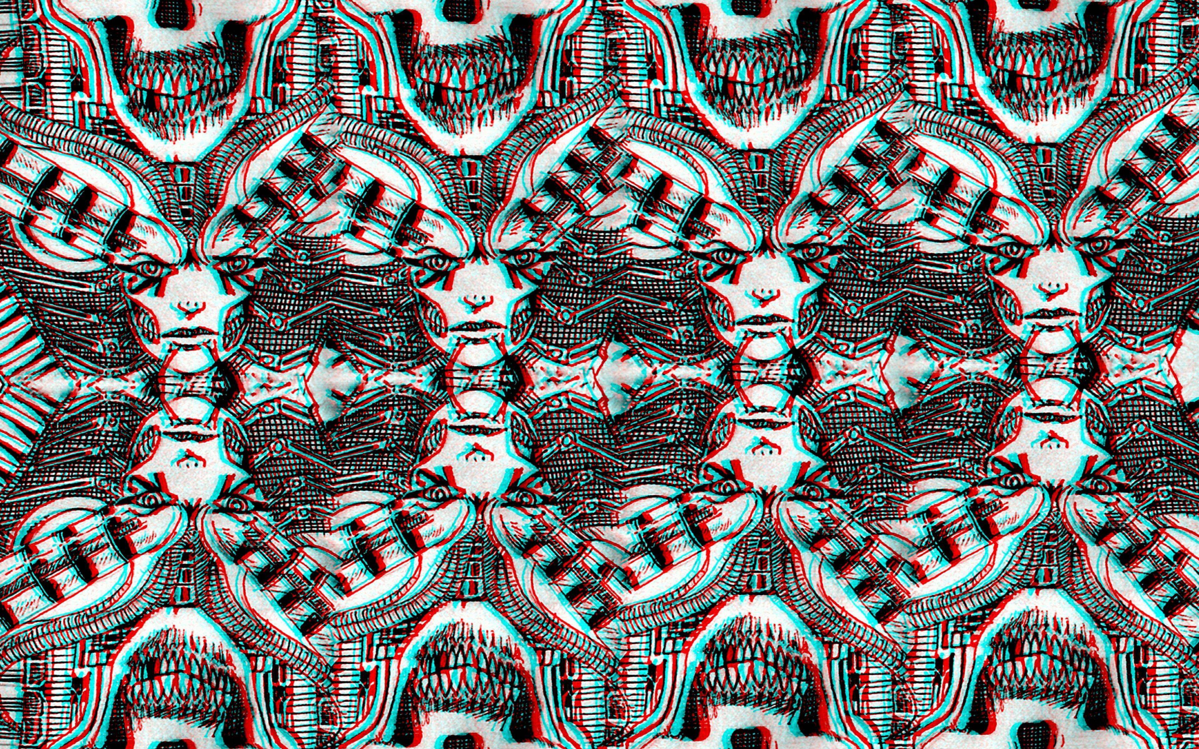 3840x2400 Download wallpaper 3840x2400 3D, black white, skull, face, graphic