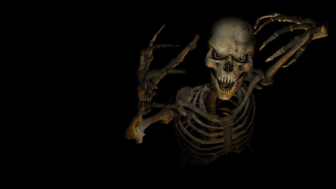 1366x768 3D Horror Skeleton Computer Wallpaper .