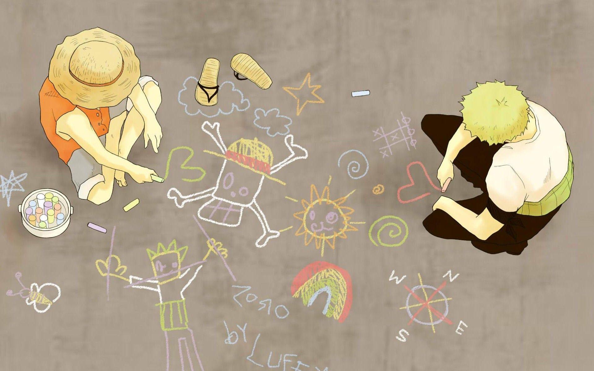 1920x1200 One Piece Chalk Monkey D Luffy .