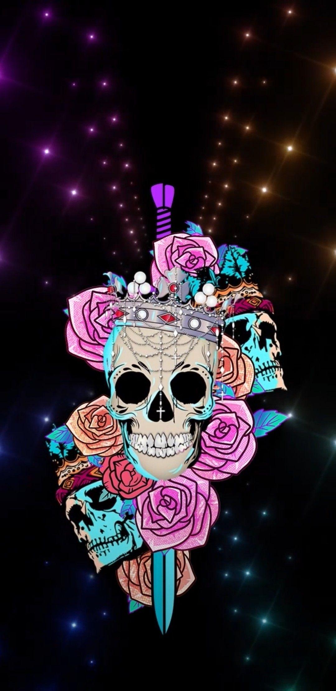 1080x2220 Girly Skull Wallpaper