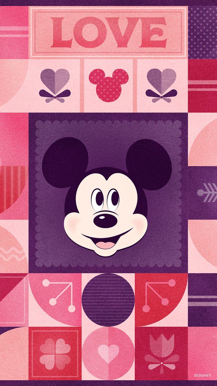 750x1334 Mickey Mouse & Minnie Mouse Valentine's Day Wallpaper