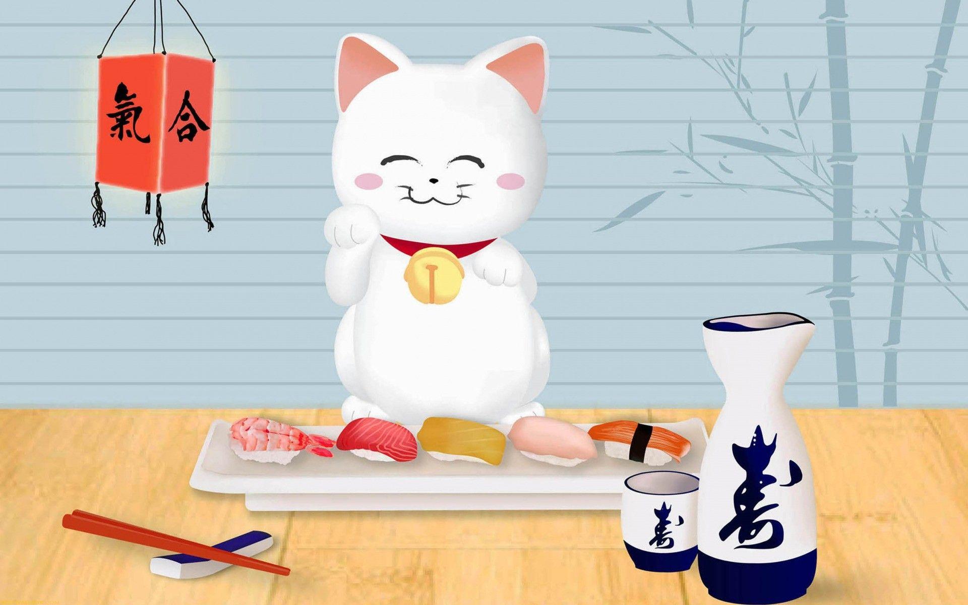 1920x1200 Maneki Neko Background