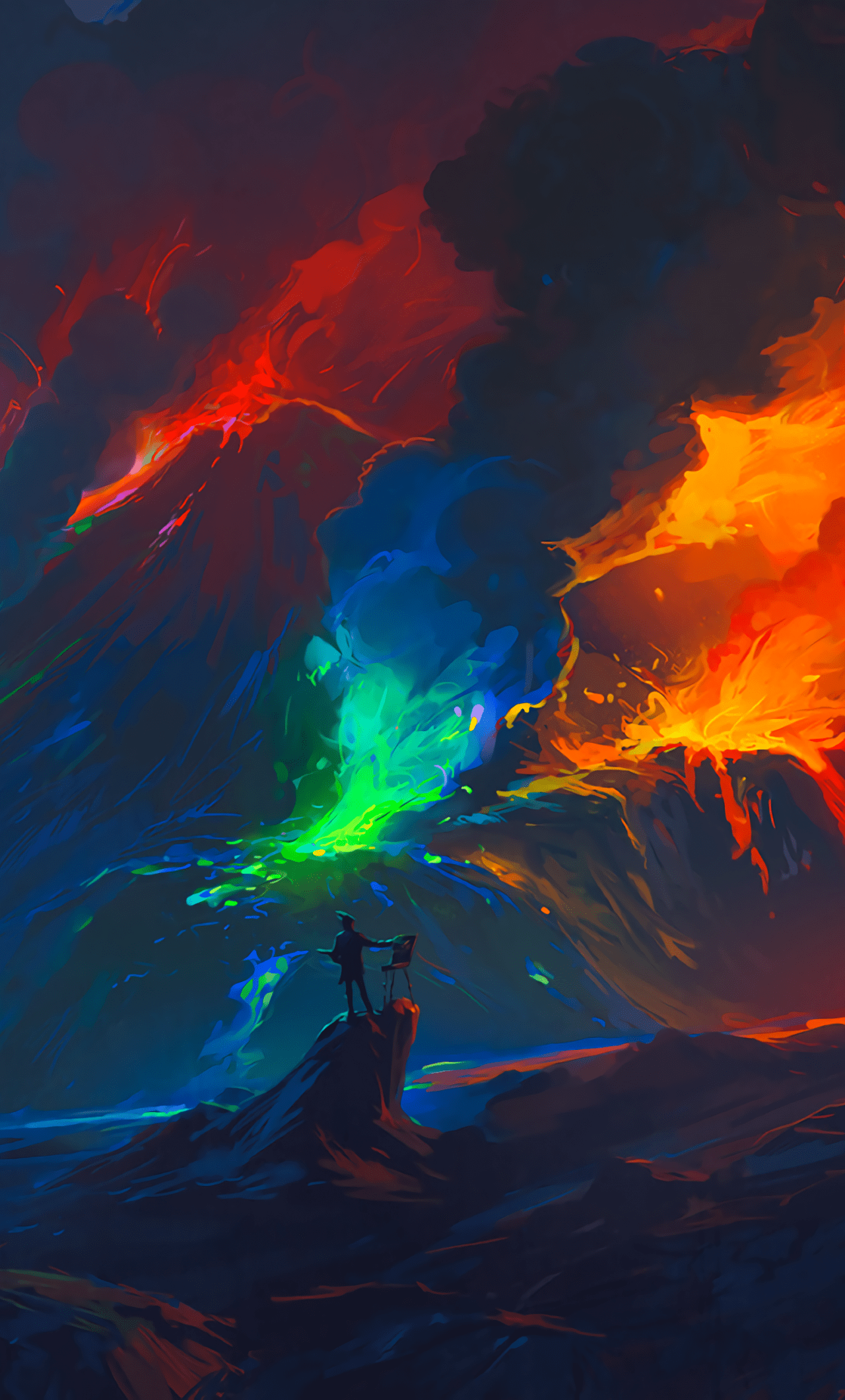 1280x2120 Download Artist, volcano eruption .