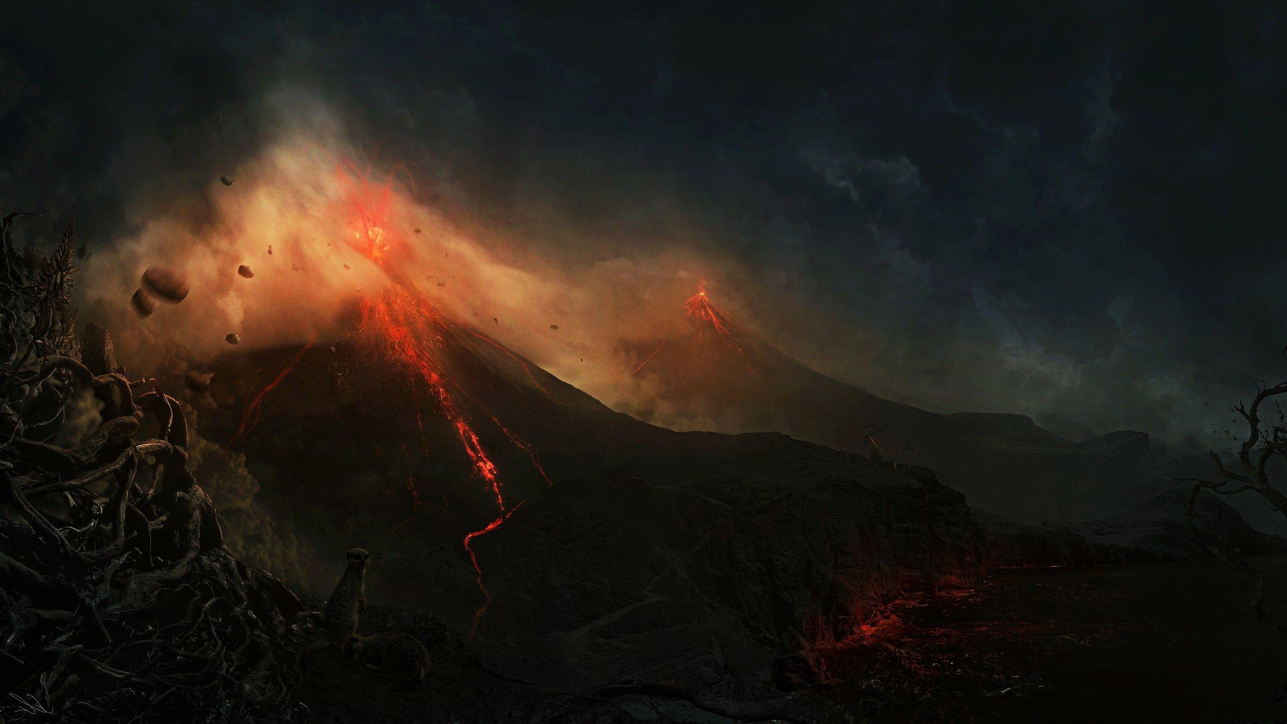 2560x1440 landscape, Volcano Wallpaper HD .