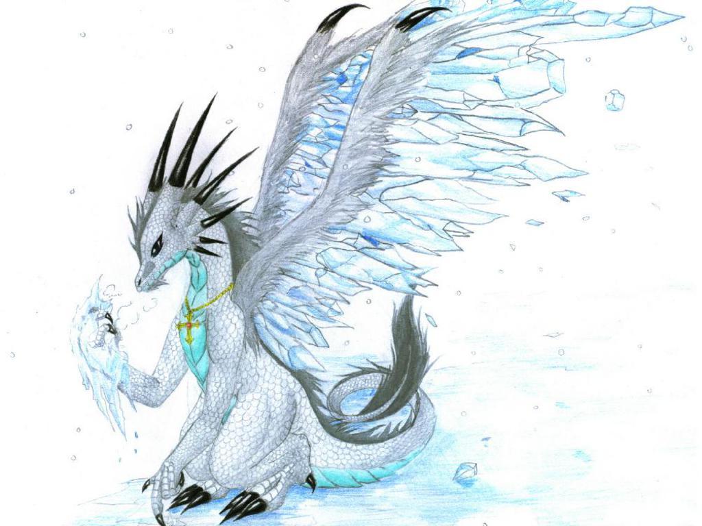 1024x768 Cute Ice Dragon