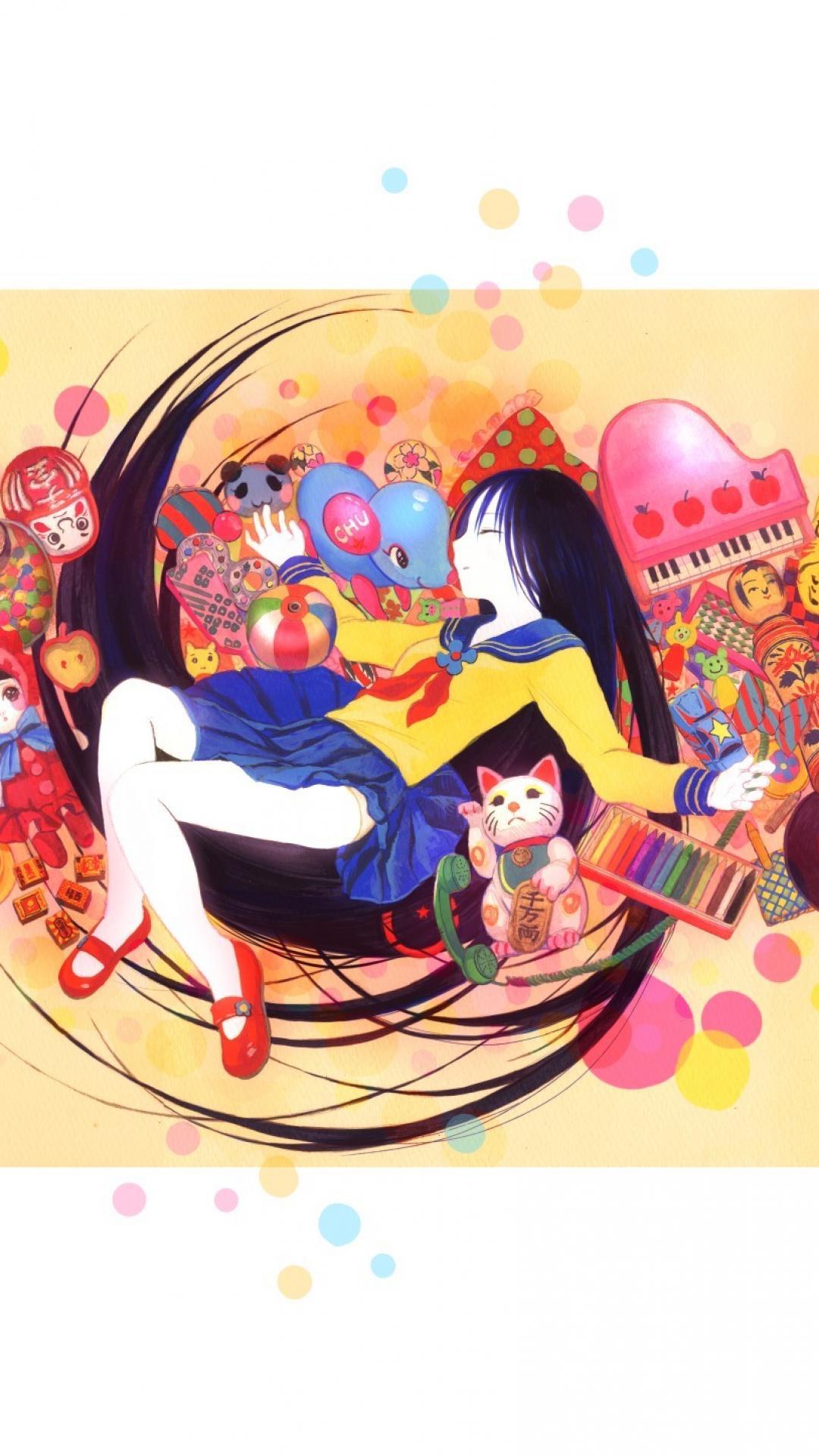 1080x1920 Choko girls doll black lollipop phone manekineko wallpaper