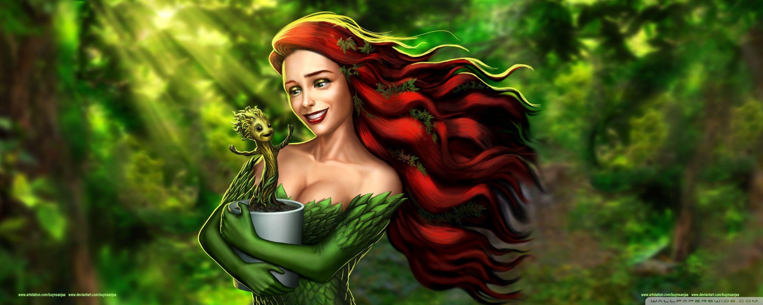 2560x1024 Groot and Poison Ivy Ultra HD Desktop .